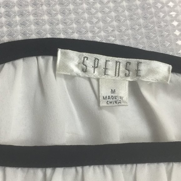 Spense Black White Blouse sz M - Picture 10 of 13